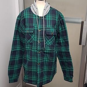 Pegeno Size L Green/Blue Plaid Shacket